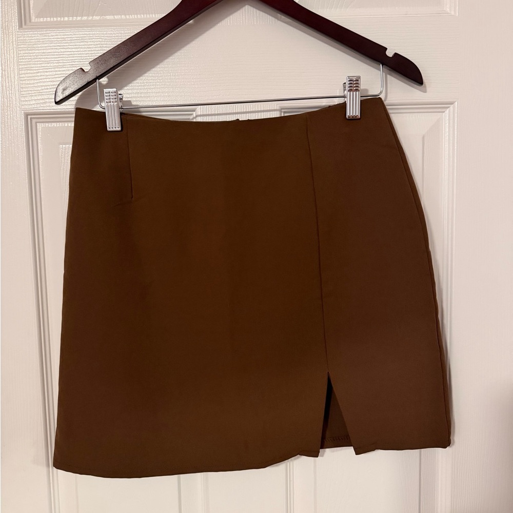 Cotton On Brown Mini Skirt with Front Slit
